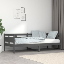 Lit de jour sans matelas gris bois de pin massif 90x200 cm 