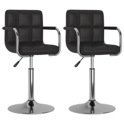 Chaises à manger pivotantes lot de 2 noir similicuir 