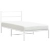 Cadre de lit métal sans matelas et tête de lit blanc 107x203 cm 