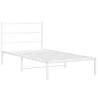 Cadre de lit métal sans matelas et tête de lit blanc 107x203 cm 