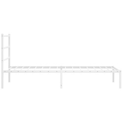 Cadre de lit métal sans matelas et tête de lit blanc 107x203 cm 