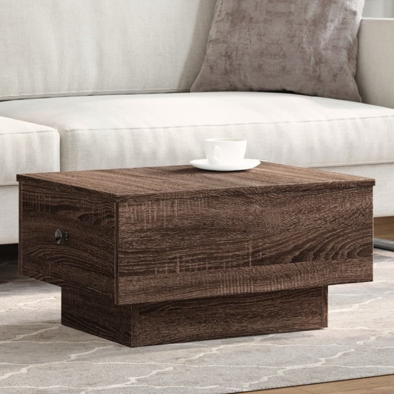 Table basse chêne marron 60x45x31 cm bois d'ingénierie 