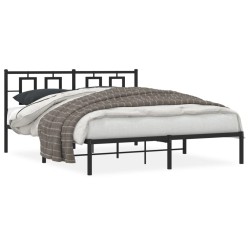 Cadre de lit métal sans matelas avec tête de lit noir 150x200cm 