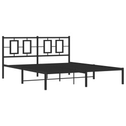 Cadre de lit métal sans matelas avec tête de lit noir 150x200cm 