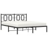 Cadre de lit métal sans matelas avec tête de lit noir 150x200cm 
