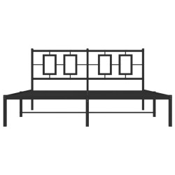 Cadre de lit métal sans matelas avec tête de lit noir 150x200cm 