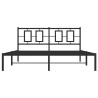 Cadre de lit métal sans matelas avec tête de lit noir 150x200cm 