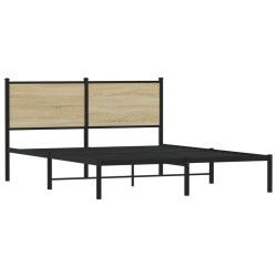 Cadre de lit en métal sans matelas chêne sonoma 137x190 cm 