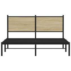 Cadre de lit en métal sans matelas chêne sonoma 137x190 cm 
