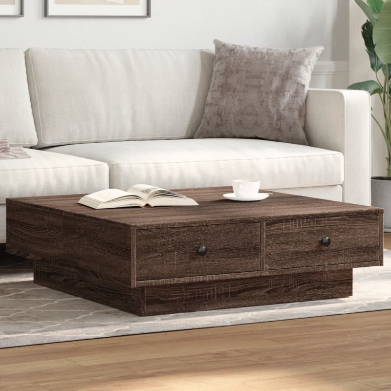 Table basse Chêne marron 90x90x28 cm Bois d'ingénierie 