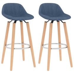 Tabourets de bar lot de 2 bleu tissu 