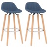 Tabourets de bar lot de 2 bleu tissu 