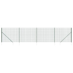 Clôture en treillis métallique et piquet d'ancrage vert 1,4x10m 