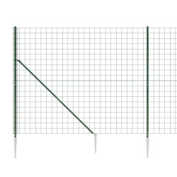 Clôture en treillis métallique et piquet d'ancrage vert 1,4x10m 