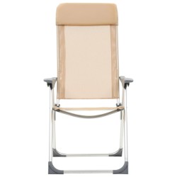 Chaises de camping pliables lot de 2 Crème Aluminium 