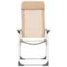 Chaises de camping pliables lot de 2 Crème Aluminium 