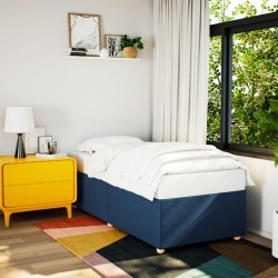 Cadre de lit sans matelas bleu 90x190 cm tissu 