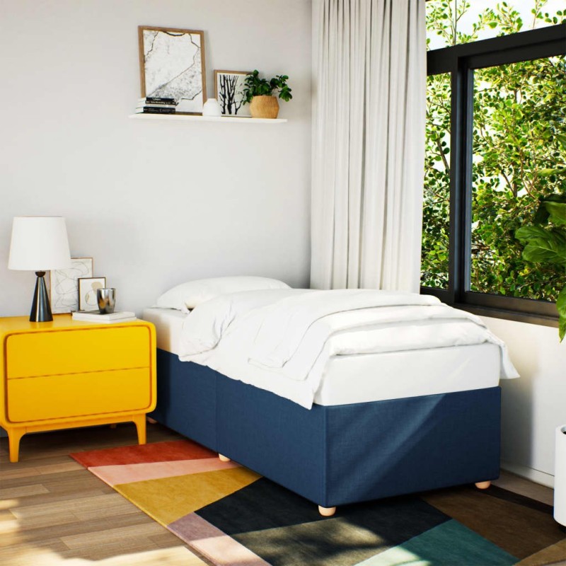 Cadre de lit sans matelas bleu 90x190 cm tissu Cadre de lit sans matelas bleu 90x190 cm tissu