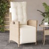 Chaise inclinable de jardin et repose-pied beige résine tressée 