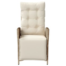 Chaise inclinable de jardin et repose-pied beige résine tressée 