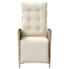 Chaise inclinable de jardin et repose-pied beige résine tressée 