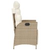 Chaise inclinable de jardin et repose-pied beige résine tressée 