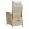 Chaise inclinable de jardin et repose-pied beige résine tressée 