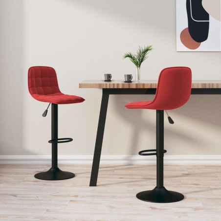 Tabourets de bar lot de 2 rouge bordeaux velours 