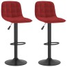 Tabourets de bar lot de 2 rouge bordeaux velours 