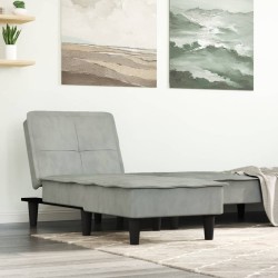 Chaise longue gris clair velours 