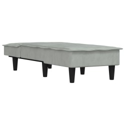 Chaise longue gris clair velours 