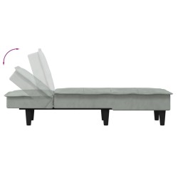 Chaise longue gris clair velours 