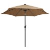 Parasol de jardin avec lumières LED et mât en aluminium taupe 
