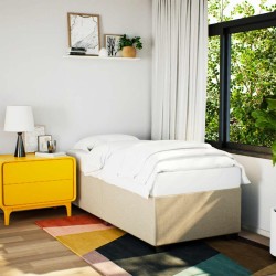 Cadre de lit sans matelas crème 80x200 cm tissu 