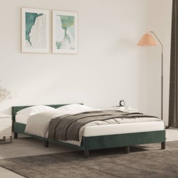 Cadre de lit sans matelas vert foncé 120x190 cm velours 