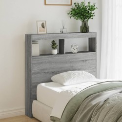 Armoire tête de lit avec LED sonoma gris 100x17x102 cm 