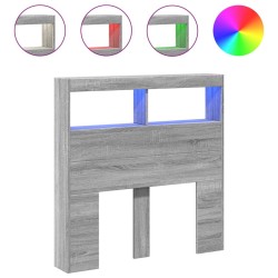 Armoire tête de lit avec LED sonoma gris 100x17x102 cm 