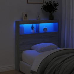 Armoire tête de lit avec LED sonoma gris 100x17x102 cm 