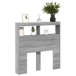 Armoire tête de lit avec LED sonoma gris 100x17x102 cm 