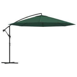 Parasol de jardin en porte-à-faux 3,5 m vert 