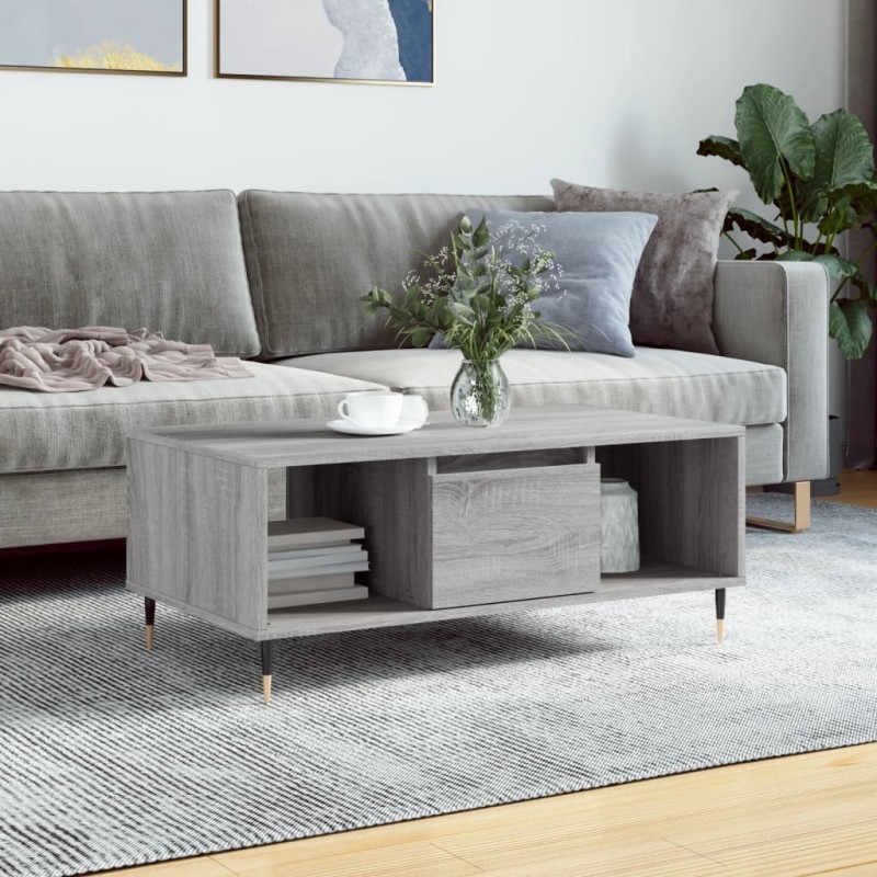 Table basse Sonoma gris 90x50x36,5 cm Bois d'ingénierie Table basse Sonoma gris 90x50x36,5 cm Bois d'ingénierie