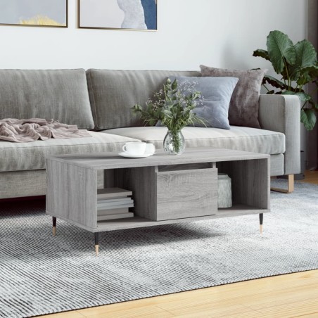Table basse Sonoma gris 90x50x36,5 cm Bois d'ingénierie 