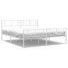 Cadre de lit métal sans matelas et pied de lit blanc 183x213 cm 