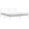 Cadre de lit métal sans matelas et pied de lit blanc 183x213 cm 