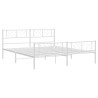 Cadre de lit métal sans matelas et pied de lit blanc 183x213 cm 