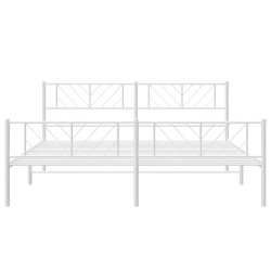 Cadre de lit métal sans matelas et pied de lit blanc 183x213 cm 