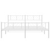 Cadre de lit métal sans matelas et pied de lit blanc 183x213 cm 