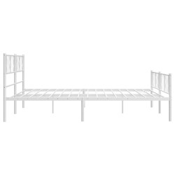 Cadre de lit métal sans matelas et pied de lit blanc 183x213 cm 