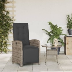 Chaise inclinable de jardin et repose-pied gris résine tressée 
