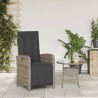 Chaise inclinable de jardin et repose-pied gris résine tressée 